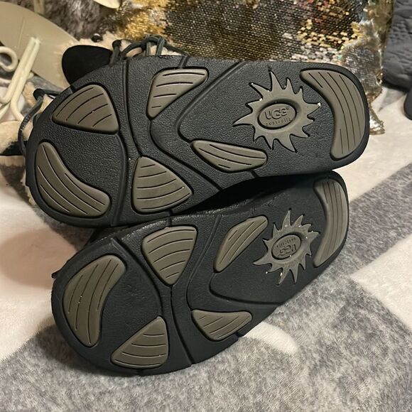 Sz 8 UGG sherpa white wool black sheepskin uptown 2 laceup tall boot /ugg shoe - Picture 7 of 10